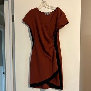 Elegant Rust Dress with Black Accents